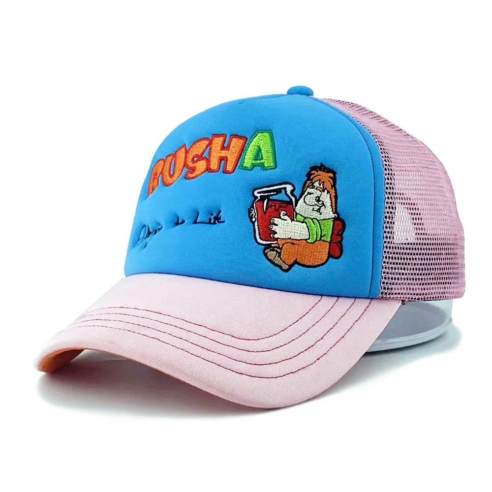 Custom Logo 5 Panel 3D Embroidery Foam Trucker Hats Mesh Caps Polyester Foam Snapback for Sports Scene