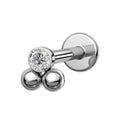 TOPOSH 16G G23 Titanium Internally Threaded Labret Dainty CZ Bead for Trinity Cluster Top Cartilage Lip Rings with Zircon Main