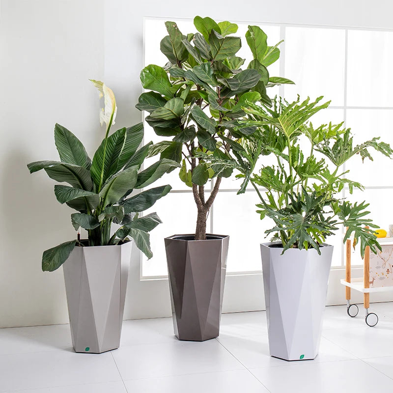 Wholesale White Large Self-Absorbent Hidden Pulley Flower Pot for Home and Garden Plants