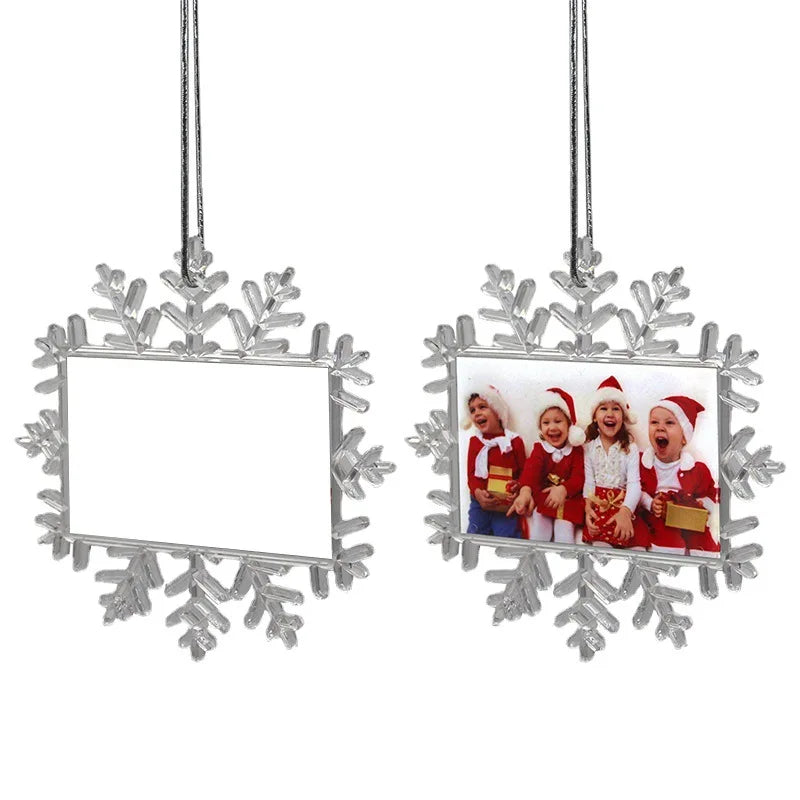 Customized Patterned Snowflake Christmas Double-sided Gold Plated Stainless Steel Children's Photo Frame Pendant