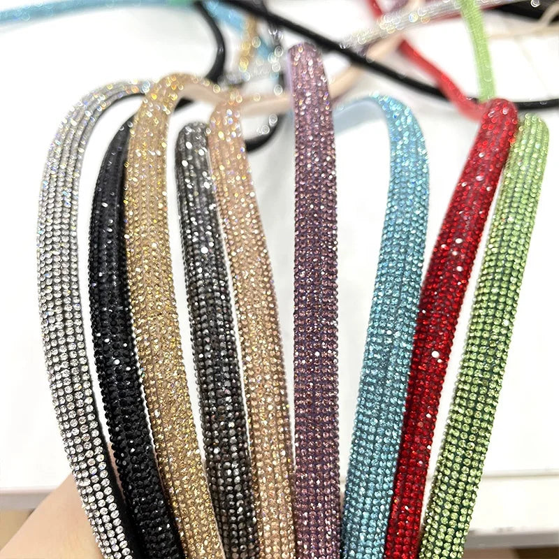 S577 Bling Rhinestone Shoes Cord Diamond Ropes Crystal Strips for Sandal Decoration Semi Round 1cm
