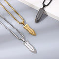 Punk Jewelry Mirror Polished Corrosion Stainless Steel Accessories Faith Cross Jesus Bullet Pendant Necklace Gifts for Women