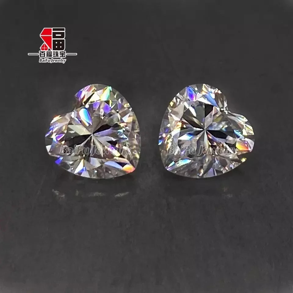 Baifu Jewelry Top Quality VVS DEF Loose White Heart Moissanite Stone