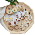 Wholesale Bohemian Summer Beach Jewelry Handwoven Straw Rattan Geometric Flower Dangle Earrings for Women Vacation Accessory