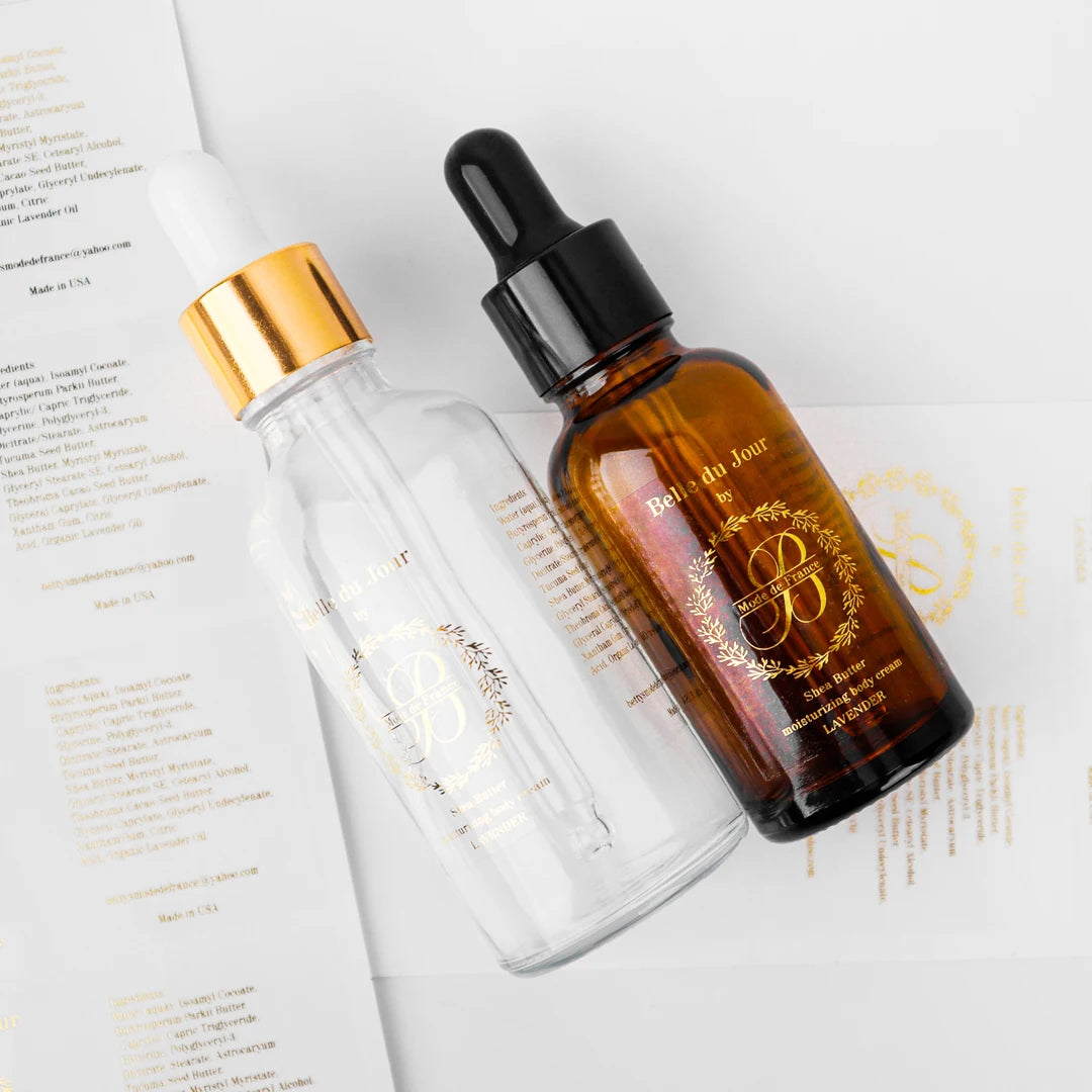 Custom Printing Cosmetic Bottles Sticker Clear Label Gold Hot Foil Stamping Stickers Transparent Gold Foil Label