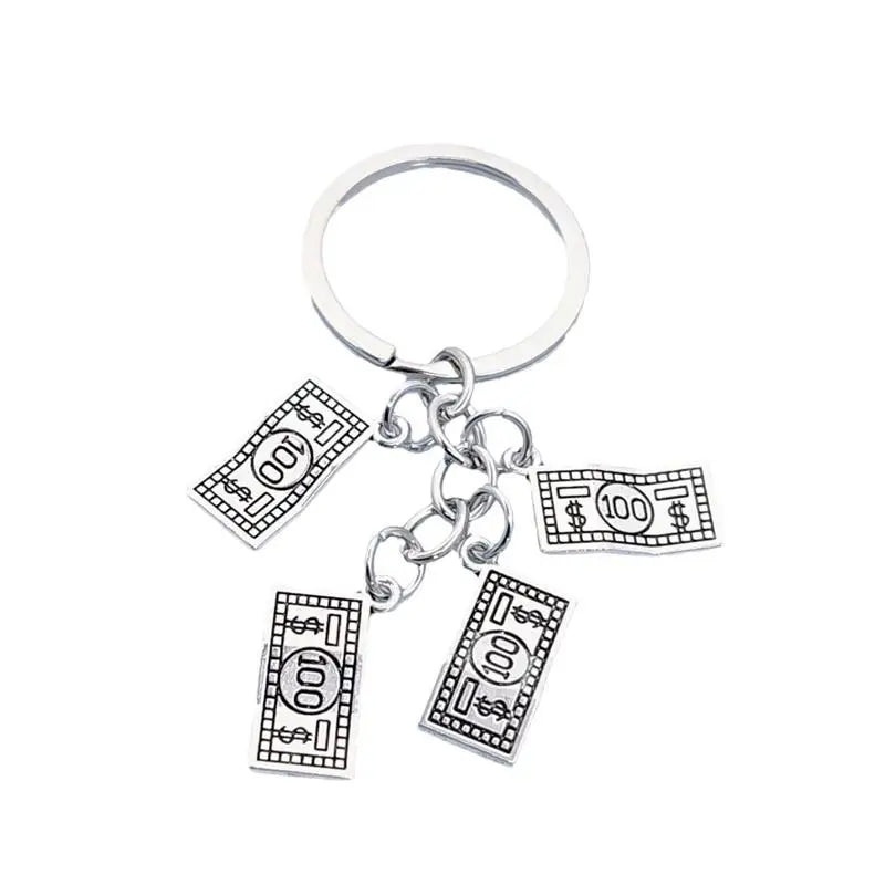 Lucky Wealth Backpack Pendant Us Dollar Keyring Souvenirs Gift Keychain Creative Metal Paper Money Retro Silver Alloy Keychain