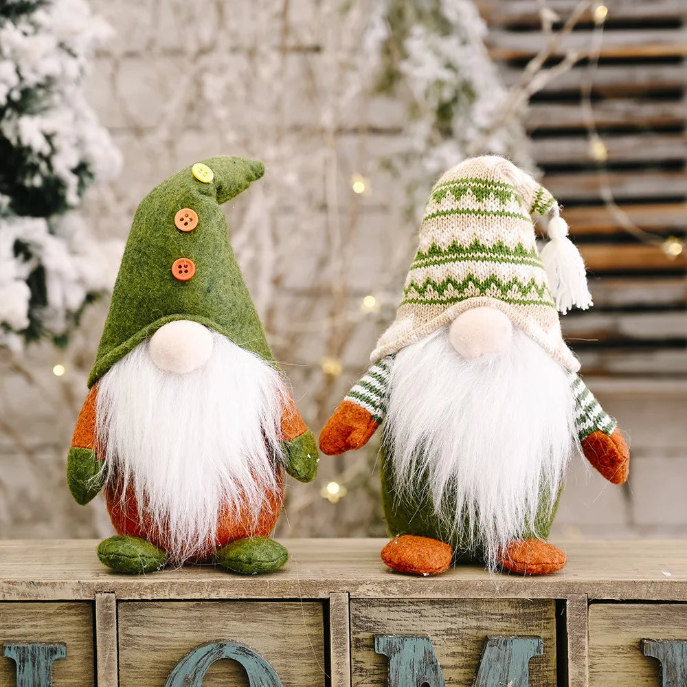 Factory Wholesale Christmas Handwoven Faceless Santa Claus Gnome Ornaments Creative Green Spring Series Decoration Products