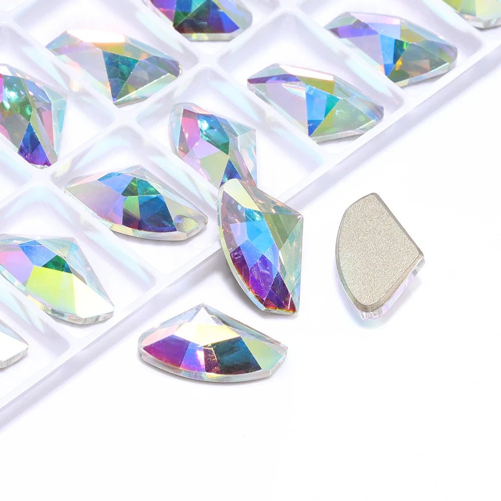QIYI Wholesale Galactic FlatBack Bevel Stone Glass Crystal AB Flat Back Coloful Rhinestones Buttons for Bouquet Rhinestones