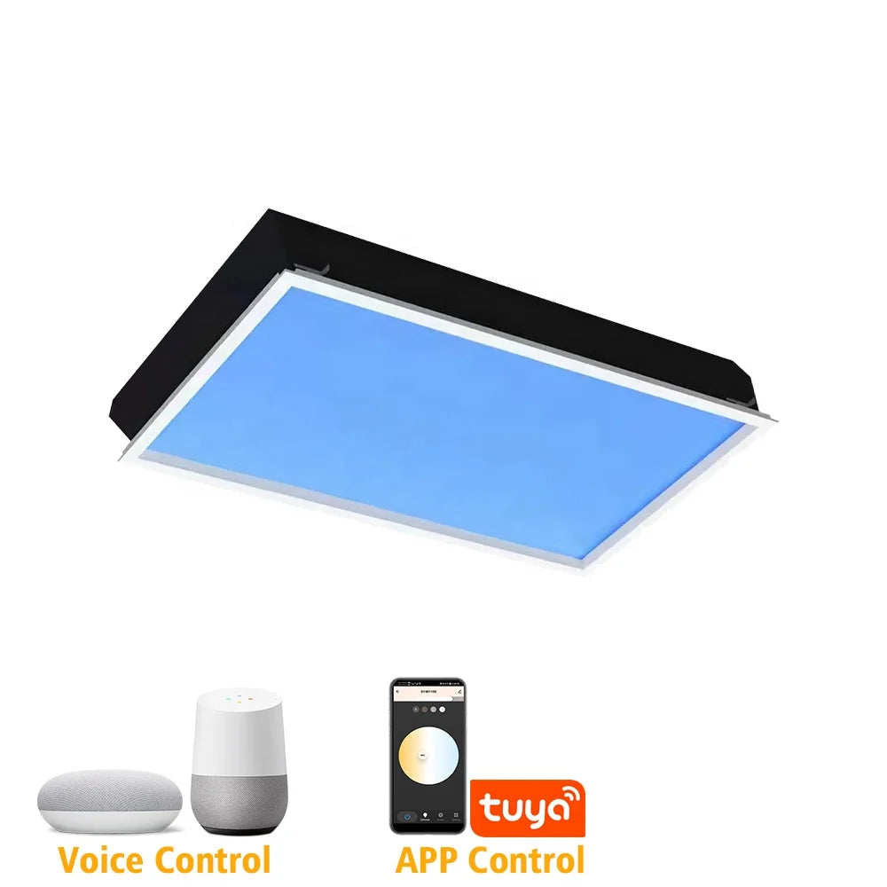 Healthcare Smart Home Wifi Control 600*1200mm 120W Artificial Virtual LED Skylight Natural Daylight Panel Blue Sky Ceiling Light
