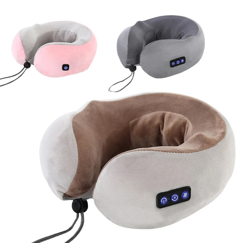 New USB Rechargeable Car Neck Heat Massage Pillow Deep Tissue Multifunction Car Home Electric Neck Massage Pillow