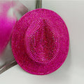 New Rose Diamond Top Fedora Hat With Pearls Accessories Fedora Fashion Stage Shiny Big Brimmed Sequin Fedora Hat