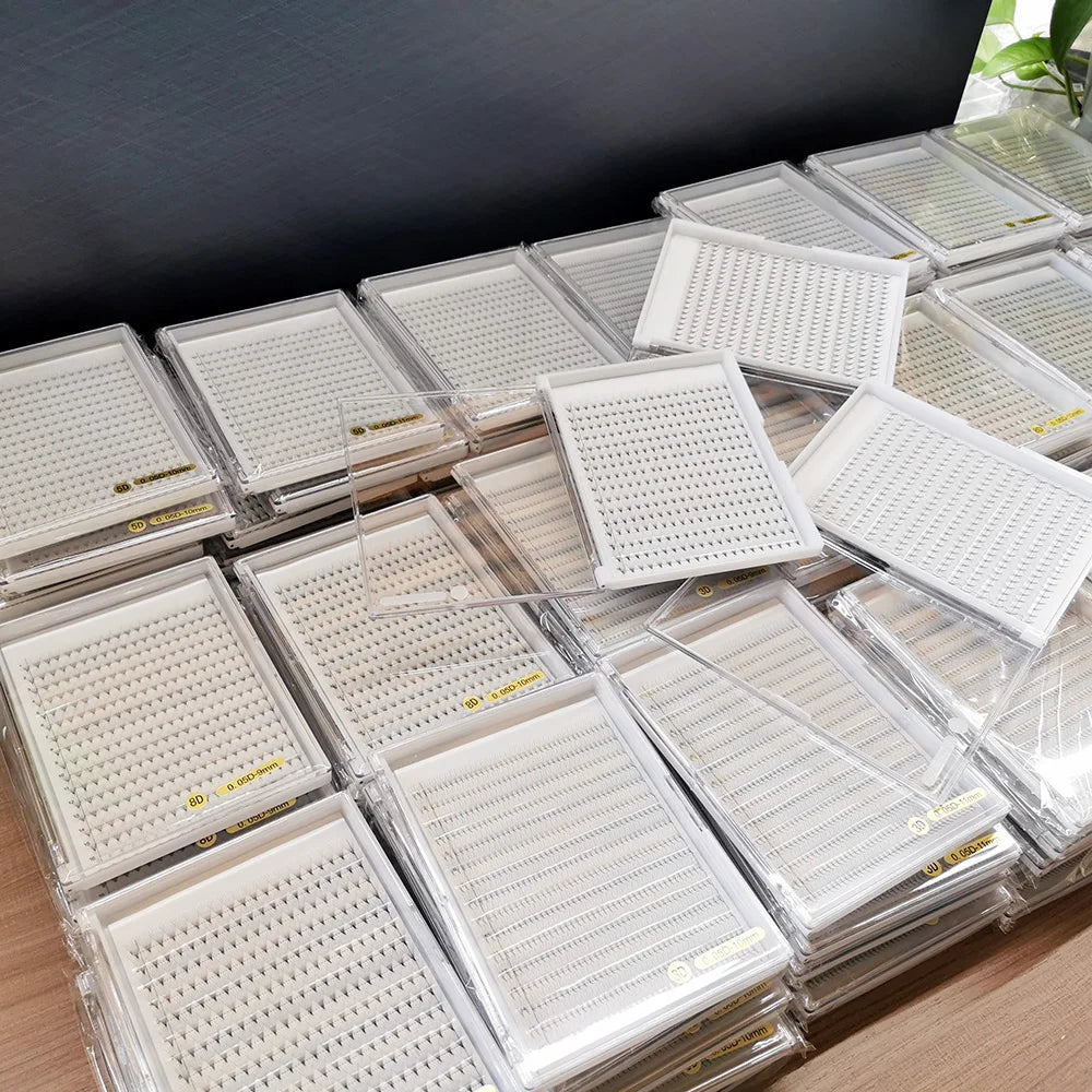 Wholesale Large Pre Made Eyelash Extension Trays 0.05 0.07 0.10 Long Steam Lashes 3D 4D 5D 6D 10D 12D 14D Premade Fans
