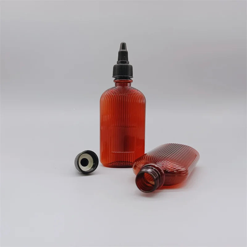 Amber Shell Shape 100ml Custom Color Plastic Bottle with Screw Cap Screen Printed for Liquid Soap & Glue Packaging