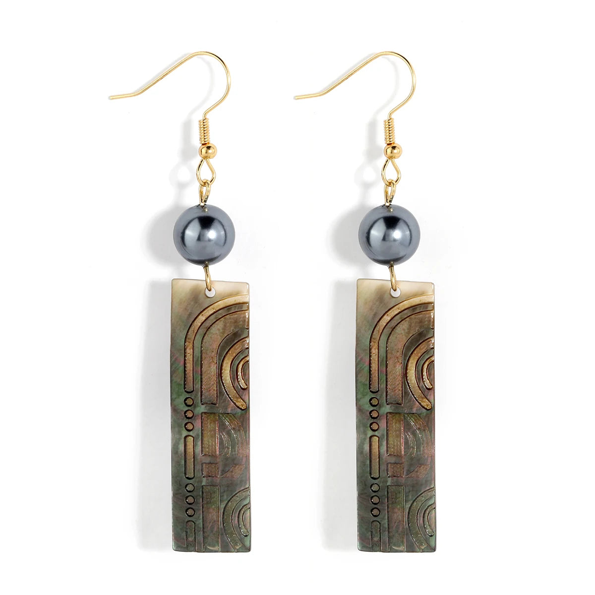 2023 New Jewelry Hawaiian 18k Custom Print Earrings Hot Sale Mother of Pearl Geometric Dangle Earrings for Women Wholesale
