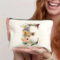 Customizable Double-Sided Printed Linen Canvas Makeup Pouch Simple Letter Style Zippered and Portable for Daily Essentials