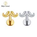 Right Grand ASTM F136 Titanium 16G Mustache Beard Medusa Monroe Labret Lip Piercing Cartilage Conch Tragus Helix Stud Earring