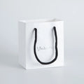 11*6*12cm High Grade Exquisite Mini Eco Recycled White Textured Jewelry Bag Custom Paper Packaging Gift Bags with Black Handle