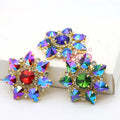 Wholesale Flower Crystal AB Glass Sew on Rhinestones Appliques Brooches Bridal Fatback Button Patch Accessories