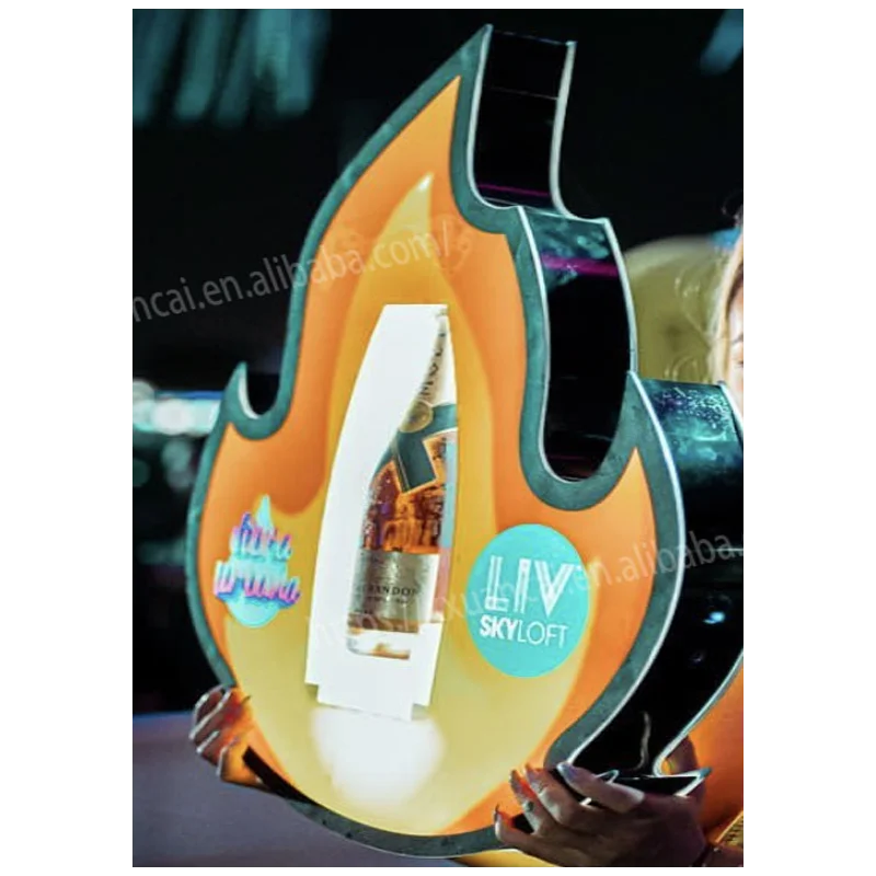 Customized logo Led Fire champagne Glorifier Display Vip Flame Bottle Presenter for Night Club Lounge bar Wedding Festival Party