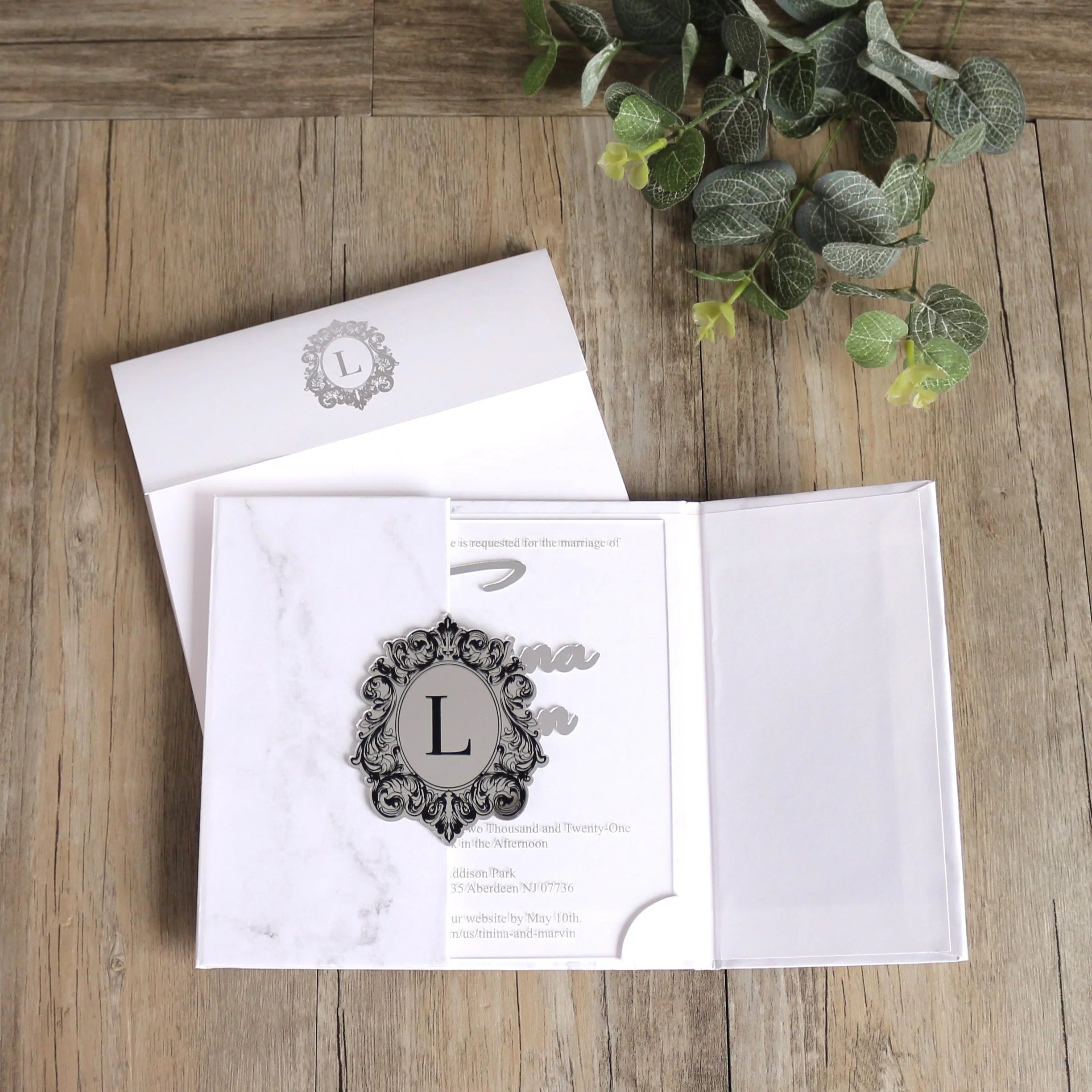 Princess Wedding Invitations Invites Acrylic Frosted Marble Cards