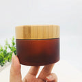 New Product 50ml 100ml 150ml 200ml Natural Frosted Amber clear Pet Plastic Body Butter Cosmetic Cream Jar with Bamboo Lid