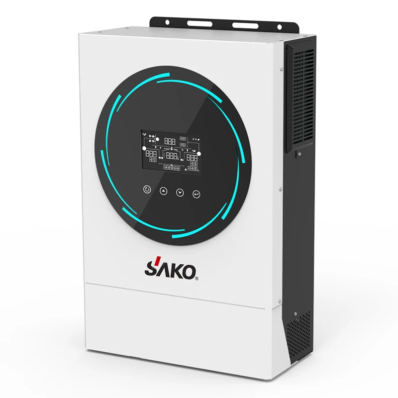 SUNPOLO 6KW Off Grid Hybrid Inverter 48Vdc to 230VAC 6000W Pure Sine Wave Inverter Charger with 120A MPPT RGB Lighting