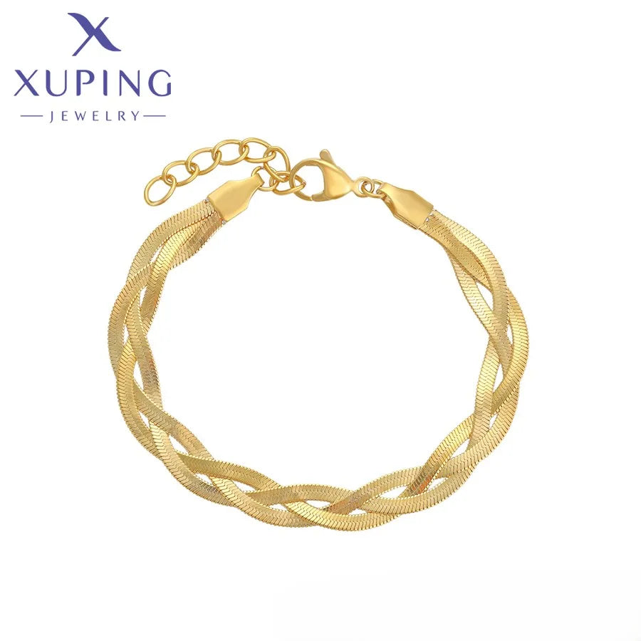 T000946005 XUPING JEWELRY 14K Gold Color Royal Stainless Steel Other Fine Fashion Friendship Jewelry Women Bracelet