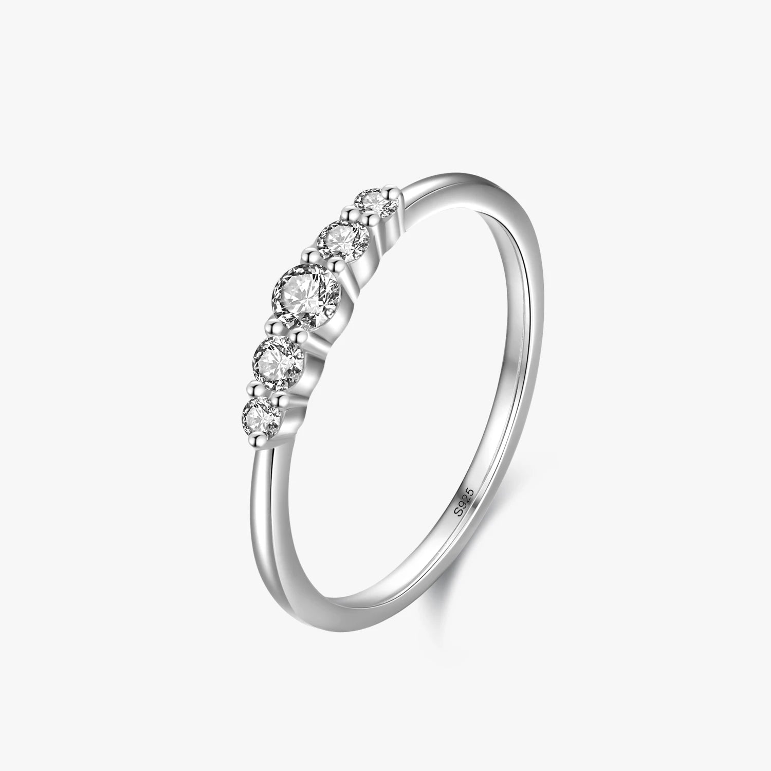 Ailmay Exquisite Sterling Silver 925 Stackable Geometric Design Round Finger Rings for Women Fashion Simple Plain Fine Jewelry