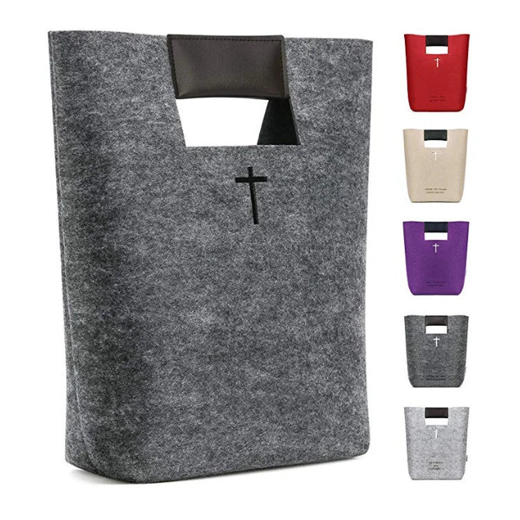 Felt Bible Cover Carrying case Tote Bible Bag Felt Bible Cover Handbag for Christian Gift