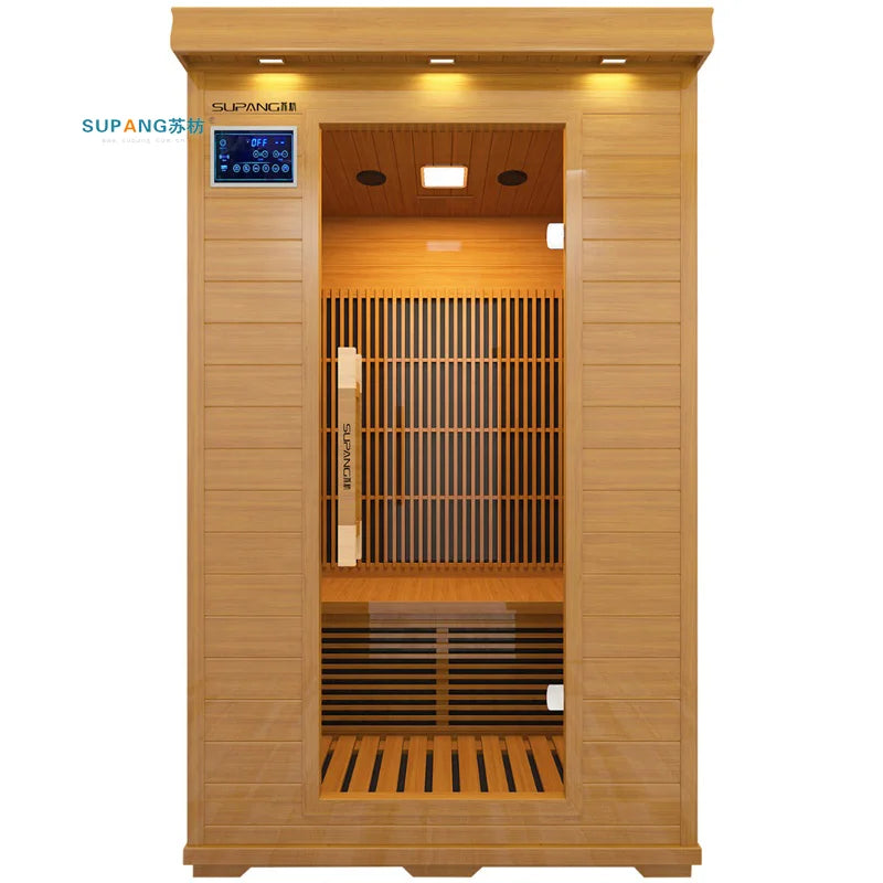 New Design Fashionable Electric Low Emf Two Persons Infrared Sauna Room with Control Panel and Solid Wood Construction