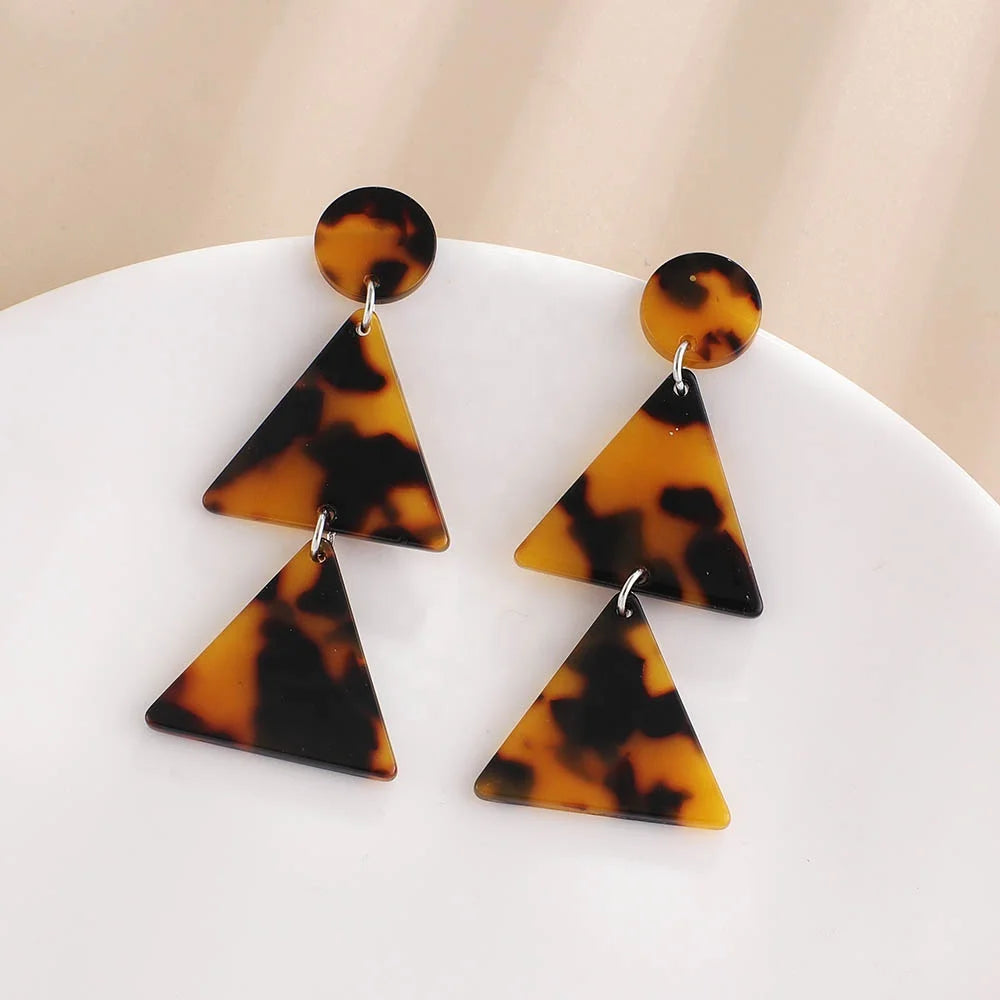 Multi-Color Geometric Triangle Acrylic Huggie Earrings for Women for Wedding Engagement or Special Gift Party Occasions