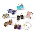 Natural Faceted Rectangle Pendant and Charm LIttle Black Stone Gemstone Pendants Charms for NECKLACES Jewelry Making