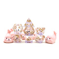 Wholesale Custom Resin Polyhedral Round Edge Pink Seal Dice Sets Colored for Board Games Unique and Stylish