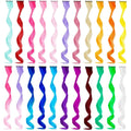 MEckily Colorful Wig Highlight Rainbow Hair Extensions Clip in Curly Wavy Wig Pieces Synthetic Hair
