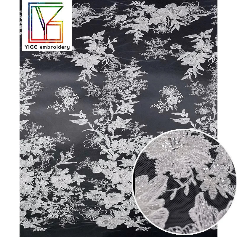 New Design Luxury Heavy White Handmade Beaded Wedding Dress Bridal Embroidery Lace Fabric