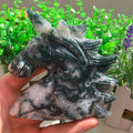 Wholesale Hand Carved Natural Moss Agate Unicorn Clear Healing Crystal Cluster Unicorn for Home Decoration