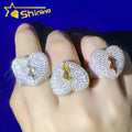 Iced Out Diamond Rings 925 Sterling Silver Broken Heart Rings Hip Hop Jewelry