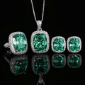 Luxurious square Zircon Necklace Ring Earring Set High-quality Women's Personalized Wedding Celebration Engagement Jewelry