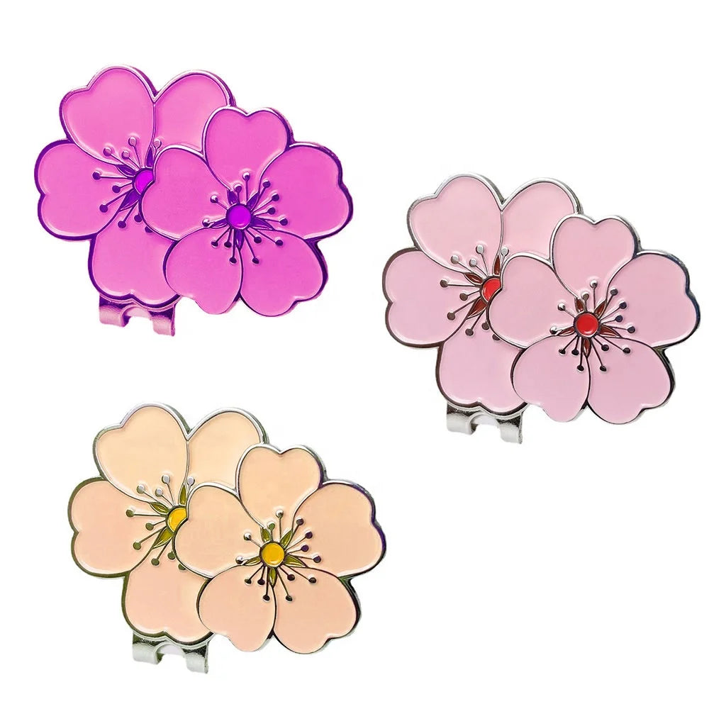 Custom Flower Shape Zinc Alloy Magnetic Golf Hat Clip Set Golf Marker Set Accessories Gift for Women Golfers