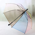 Korea Girl Gifts Rainbow Color Transparent Umbrella Travel Women Windproof Long Handle Straight Rod Rain Umbrellas