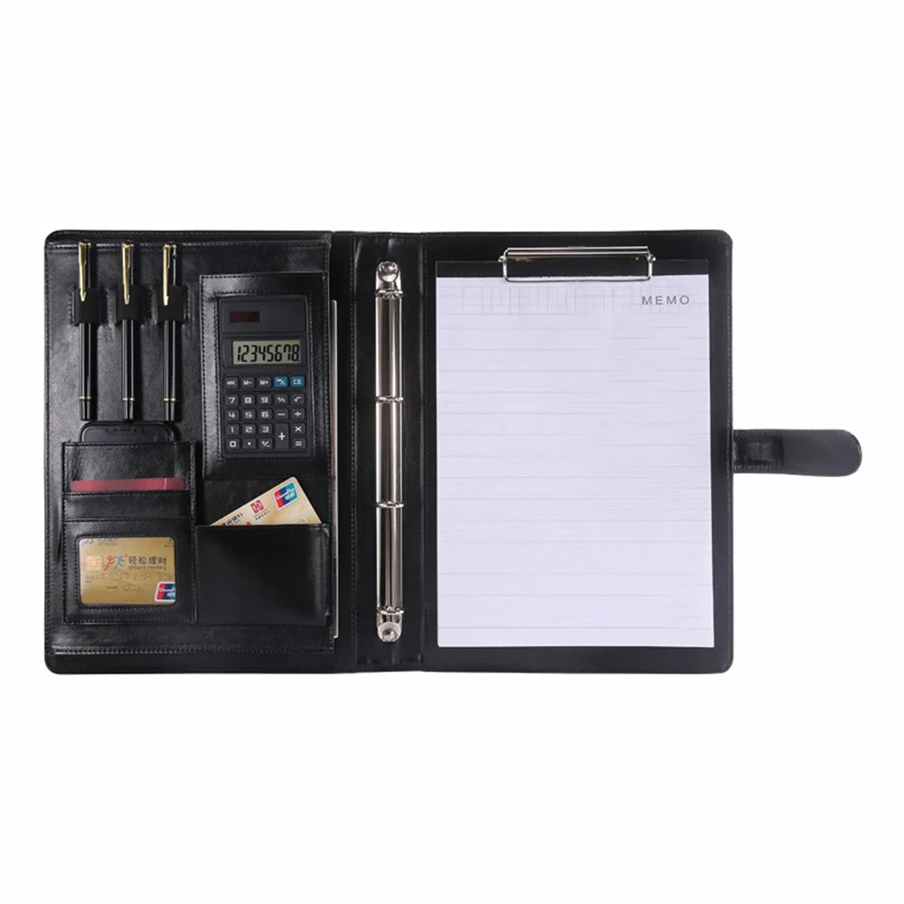 Multi Function A4 Leather Portfolio Business Document File Folder File Organizer