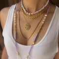 Personalized Geometric Peach Heart Pendant Necklace Accessories Alloy Retro Multi-layer Necklace Clavicle Chain Female