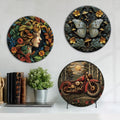 Putuo Decor Hippie Vintage Round Metal Sign Animals Motorcycle Tin Sign Wall Art Living Room Bedroom Decoration