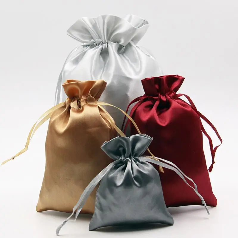 Loonde Wholesale Drawstring Gift Satin Silk Pouch with Customized logo