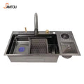 SAMTOU New Design Multiple Functions Kitchen Sink Stainless Steel Sink Single Bowl Black Handmade Kitchen Sink with Cup Washer