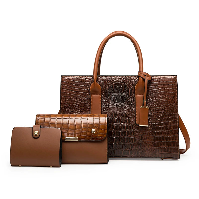 2022 Women's Elegant Luxury Shoulder Bag Set 3-Piece New Fashion Handbags with Zipper Closure Wholesale Price