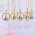 NZ1419 18k Gold Plated CZ Virgin Mary Virgen Del Valle De La Caridad Del Cobre Our Lady of Charity Necklace Religious Jewelry