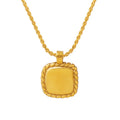 Fine Gold Plated Choker Necklace Stainless Steel square Pendant Necklace