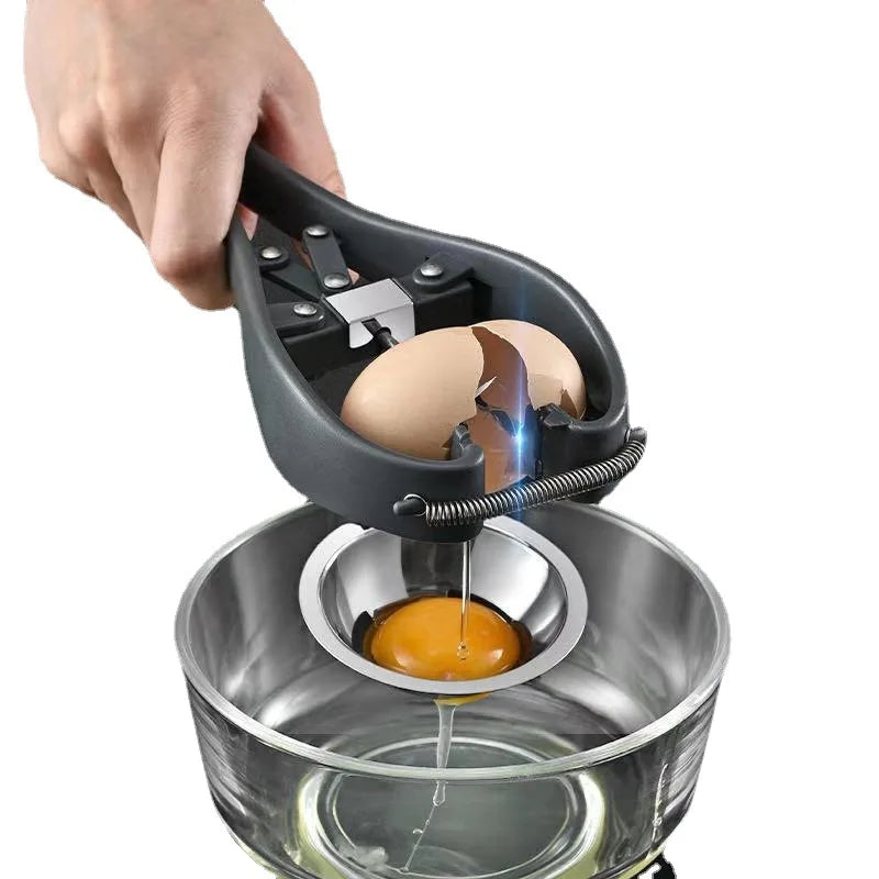 Creative Kitchen Tool Stainless Steel 304 Egg Shell Opener Automatic Handheld Egg White Egg Yolk Separator