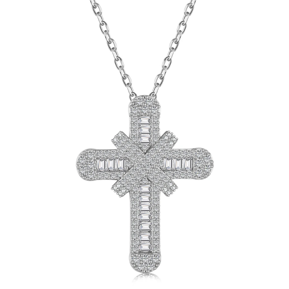 Dylam Cross Necklace 925 Sterling Silver Infinity Pendant Religious Jewelry Christian Baptism Gift Jewelry Kolye